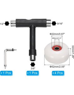 Ruedas de Skateboard PATIKIL 52mm 95A con Herramienta Todo-en-Uno 2