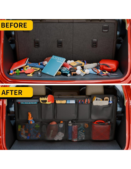 Organizador de Maletero de Coche Maxzina 104x51 cm 9 Bolsillos Negro