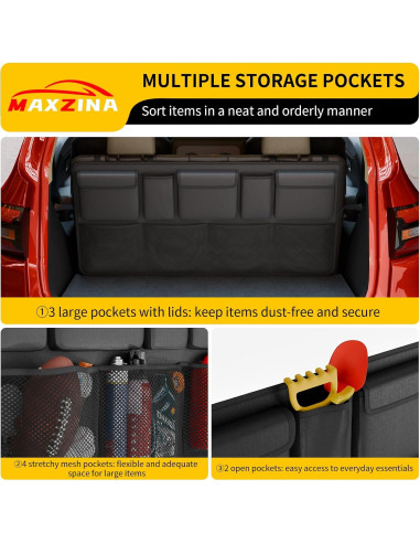 Organizador de Maletero de Coche Maxzina 104x51 cm 9 Bolsillos Negro