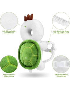 Mochila Protectora de Cabeza Bebé Tortuga Ajustable 32x19 cm 2
