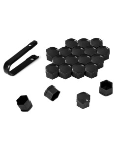 20 Cubiertas de Tuercas de Rueda Vinilo PVOTAWP 19mm Negro