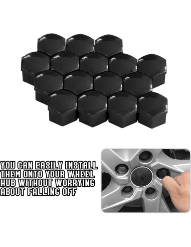 20 Cubiertas de Tuercas de Rueda Vinilo PVOTAWP 19mm Negro