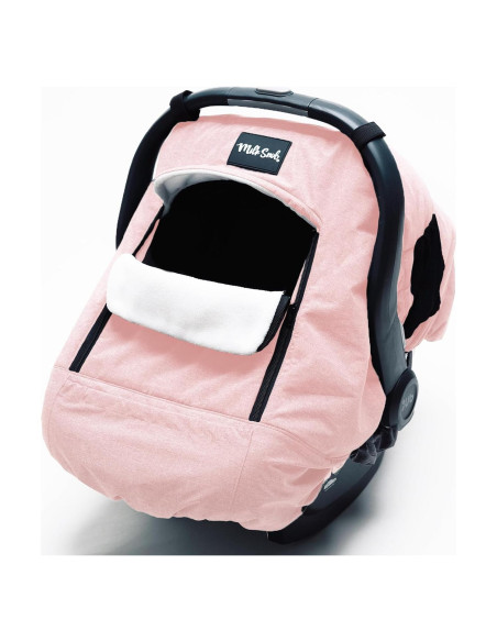 Funda de Asiento de Auto para Bebé Milk Snob Invierno Rosa - Impermeable y a Prueba de Viento