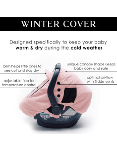 Funda de Asiento de Auto para Bebé Milk Snob Invierno Rosa - Impermeable y a Prueba de Viento 2