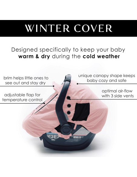 Funda de Asiento de Auto para Bebé Milk Snob Invierno Rosa - Impermeable y a Prueba de Viento