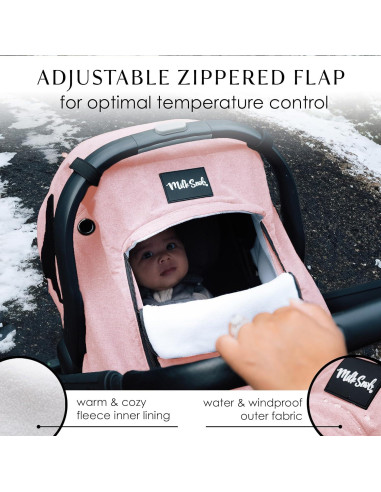 Funda de Asiento de Auto para Bebé Milk Snob Invierno Rosa - Impermeable y a Prueba de Viento