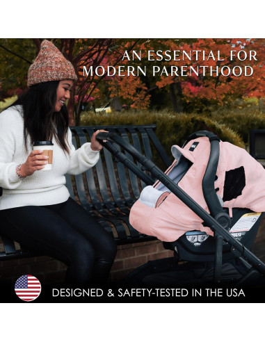 Funda de Asiento de Auto para Bebé Milk Snob Invierno Rosa - Impermeable y a Prueba de Viento