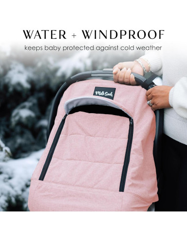 Funda de Asiento de Auto para Bebé Milk Snob Invierno Rosa - Impermeable y a Prueba de Viento