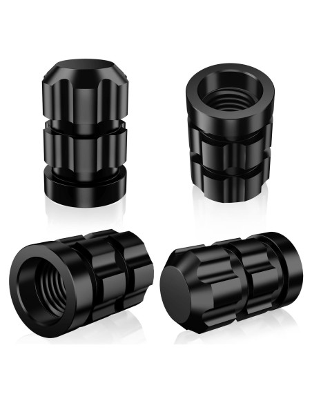 Tapas de Válvula de Neumático QUARKACE 4 Piezas Metal Negro