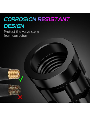 Tapas de Válvula de Neumático QUARKACE 4 Piezas Metal Negro