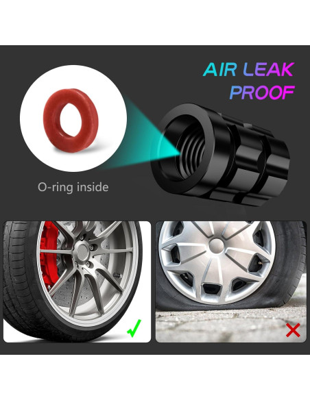 Tapas de Válvula de Neumático QUARKACE 4 Piezas Metal Negro