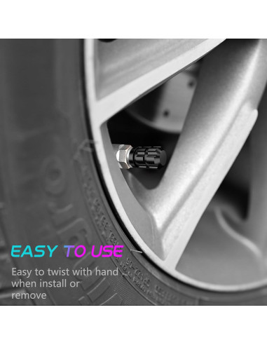 Tapas de Válvula de Neumático QUARKACE 4 Piezas Metal Negro