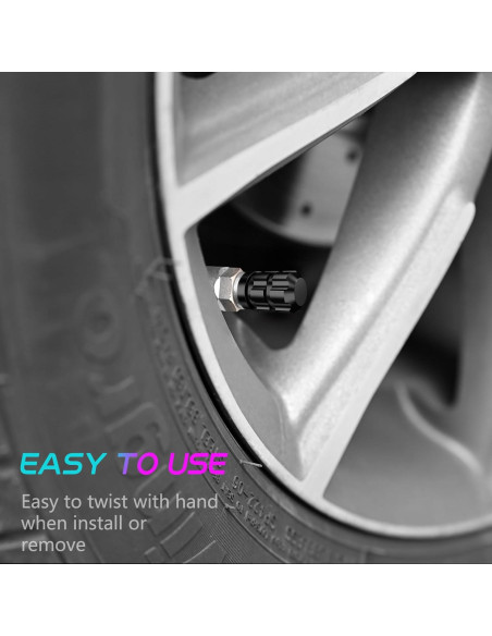 Tapas de Válvula de Neumático QUARKACE 4 Piezas Metal Negro