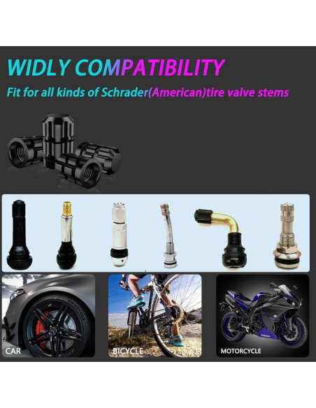 Tapas de Válvula de Neumático QUARKACE 4 Piezas Metal Negro