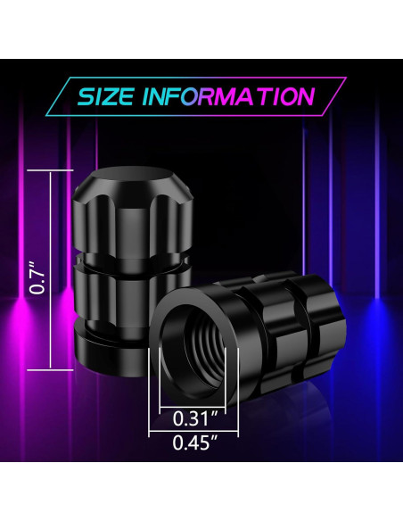 Tapas de Válvula de Neumático QUARKACE 4 Piezas Metal Negro