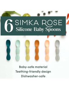 Cucharas de Silicona Simka Rose para Bebés - Paquete de 6 2