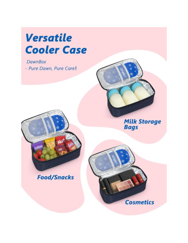 Bolsa de Viaje para Leche Materna DawnBox Azul 600ml con Termómetro