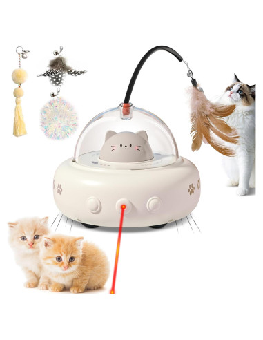 Juguete Interactivo para Gatos Simxihong 2 en 1 Laser y Pluma