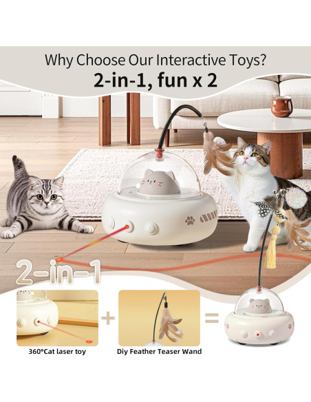 Juguete Interactivo para Gatos Simxihong 2 en 1 Laser y Pluma