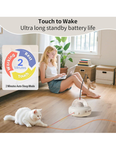 Juguete Interactivo para Gatos Simxihong 2 en 1 Laser y Pluma
