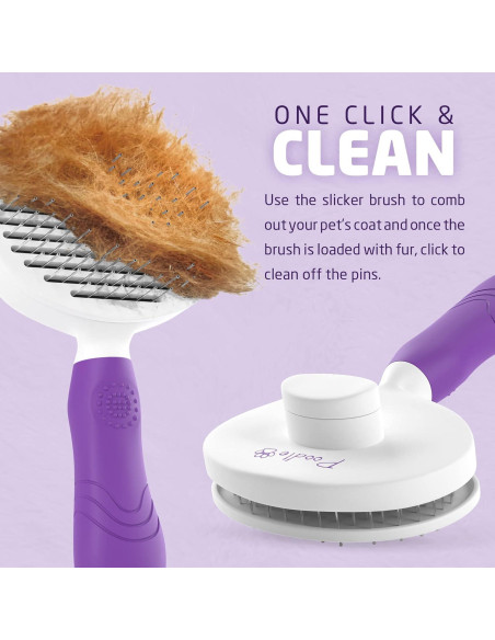 Cepillo Autolimpiante Poodlie para Perros y Gatos - 2 en 1