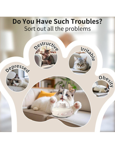 Juguete Interactivo para Gatos Simxihong 2 en 1 Laser y Pluma