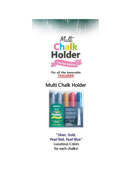 Soportes de Tiza LENITH - 5 Piezas Ajustables para Pizarras