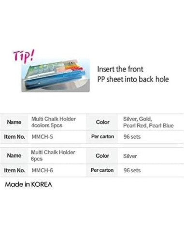 Soportes de Tiza LENITH - 5 Piezas Ajustables para Pizarras