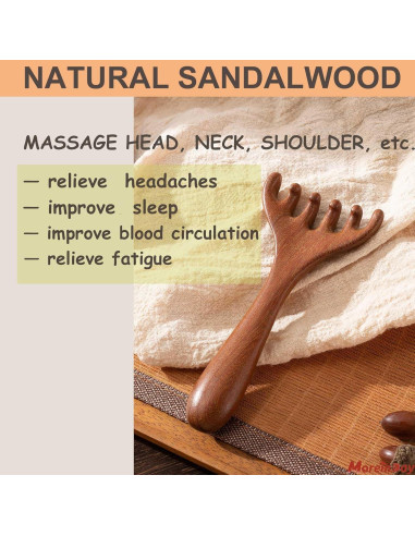 Masajeador de cuero cabelludo y pies de madera Moreinday - 2 unidades
