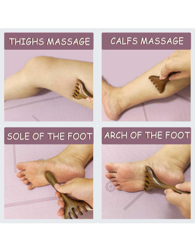 Masajeador de cuero cabelludo y pies de madera Moreinday - 2 unidades