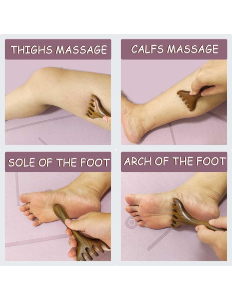 Masajeador de cuero cabelludo y pies de madera Moreinday - 2 unidades