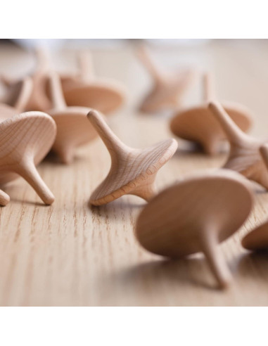 Trompos de Madera JstFrU con Base - Set de 2, 130g