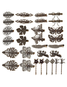 30 Clips de Pelo Decorativos de Metal Bronce Vintage - Globalsupplier