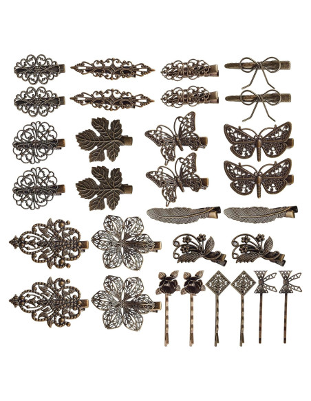 30 Clips de Pelo Decorativos de Metal Bronce Vintage - Globalsupplier