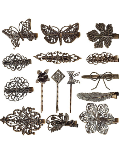 30 Clips de Pelo Decorativos de Metal Bronce Vintage - Globalsupplier