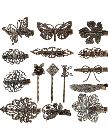 30 Clips de Pelo Decorativos de Metal Bronce Vintage - Globalsupplier