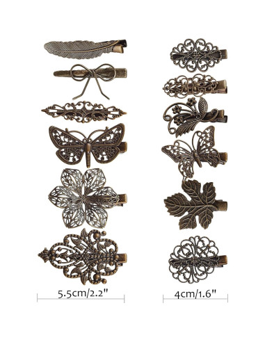 30 Clips de Pelo Decorativos de Metal Bronce Vintage - Globalsupplier
