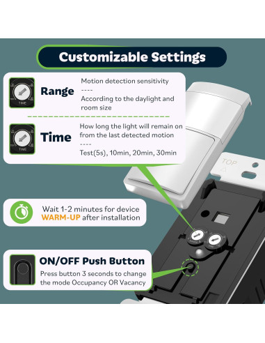 Interruptor de Luz con Sensor de Movimiento TOPGREENER 2 Piezas