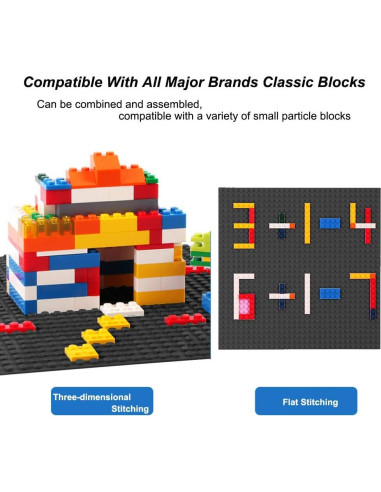 Placas Base de Construcción LVHERO 25cm x 25cm Paquete de 8 Negro