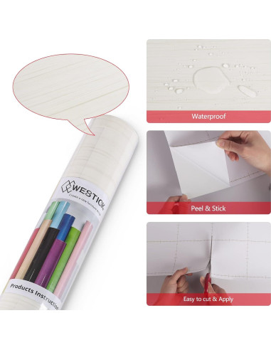 Papel Contacto Autoadhesivo Madera Blanca WESTICK 40.1x198.1 cm