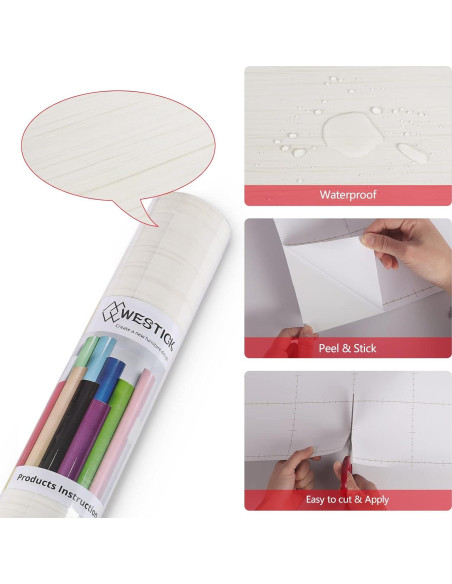 Papel Contacto Autoadhesivo Madera Blanca WESTICK 40.1x198.1 cm