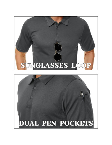 Camisa Polo de Manga Corta TACVASEN para Hombre Secado Rápido