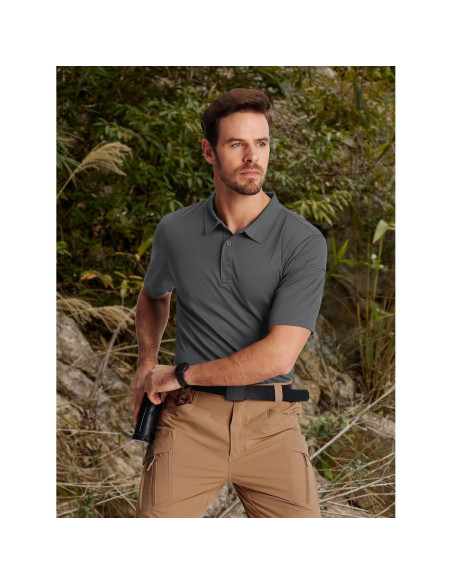 Camisa Polo de Manga Corta TACVASEN para Hombre Secado Rápido