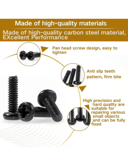 1500 Tornillos Micro M1/M1.2/M1.4/M1.6/M1.7 Acero Carbono