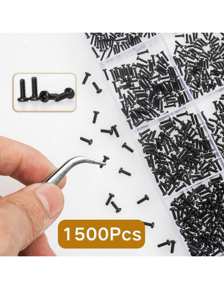 1500 Tornillos Micro M1/M1.2/M1.4/M1.6/M1.7 Acero Carbono