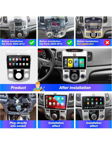 Estéreo de Coche KIA Forte 2009-2012 Android 12 9" Bluetooth