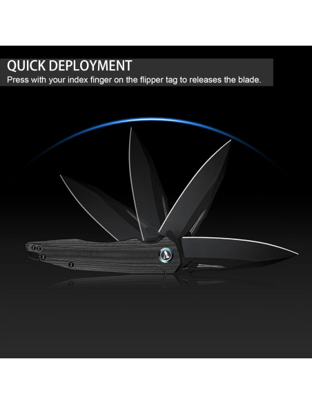 Cuchillo Plegable VNLA EDC Sandvik 14C28N Hoja Negra 93mm