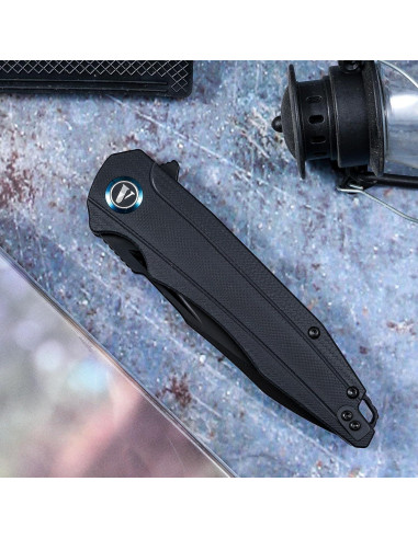 Cuchillo Plegable VNLA EDC Sandvik 14C28N Hoja Negra 93mm