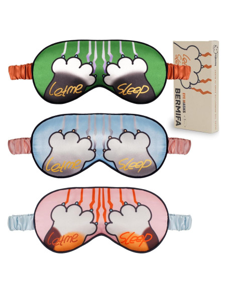 Mascarillas para dormir BERMIFA 3 paquetes de satén suave