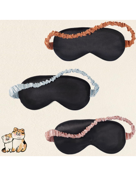 Mascarillas para dormir BERMIFA 3 paquetes de satén suave